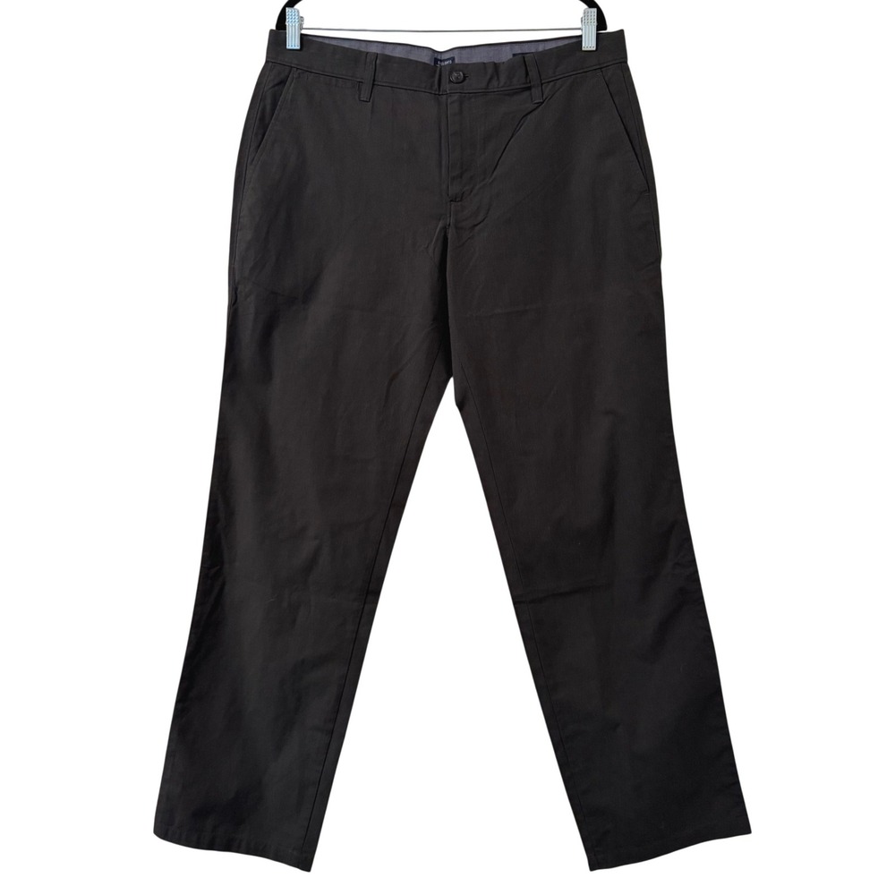 GAP Pants Mens 34x32 Dark Gray Tailored Khakis Straight Fit Flat Front Preppy